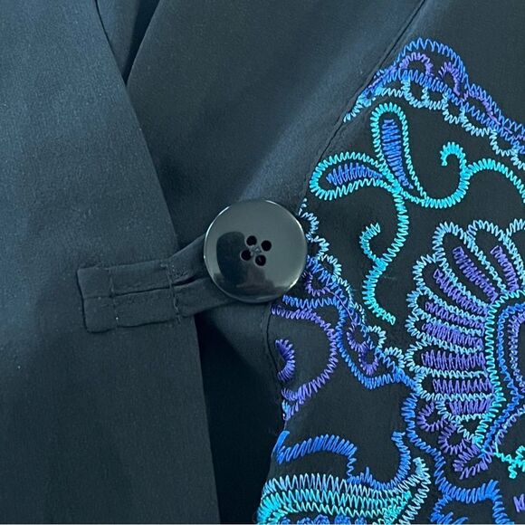 Chico's Turquoise 100% Silk Paisley Print Sheer Cardigan Blouse - M/L - Picture 9 of 11